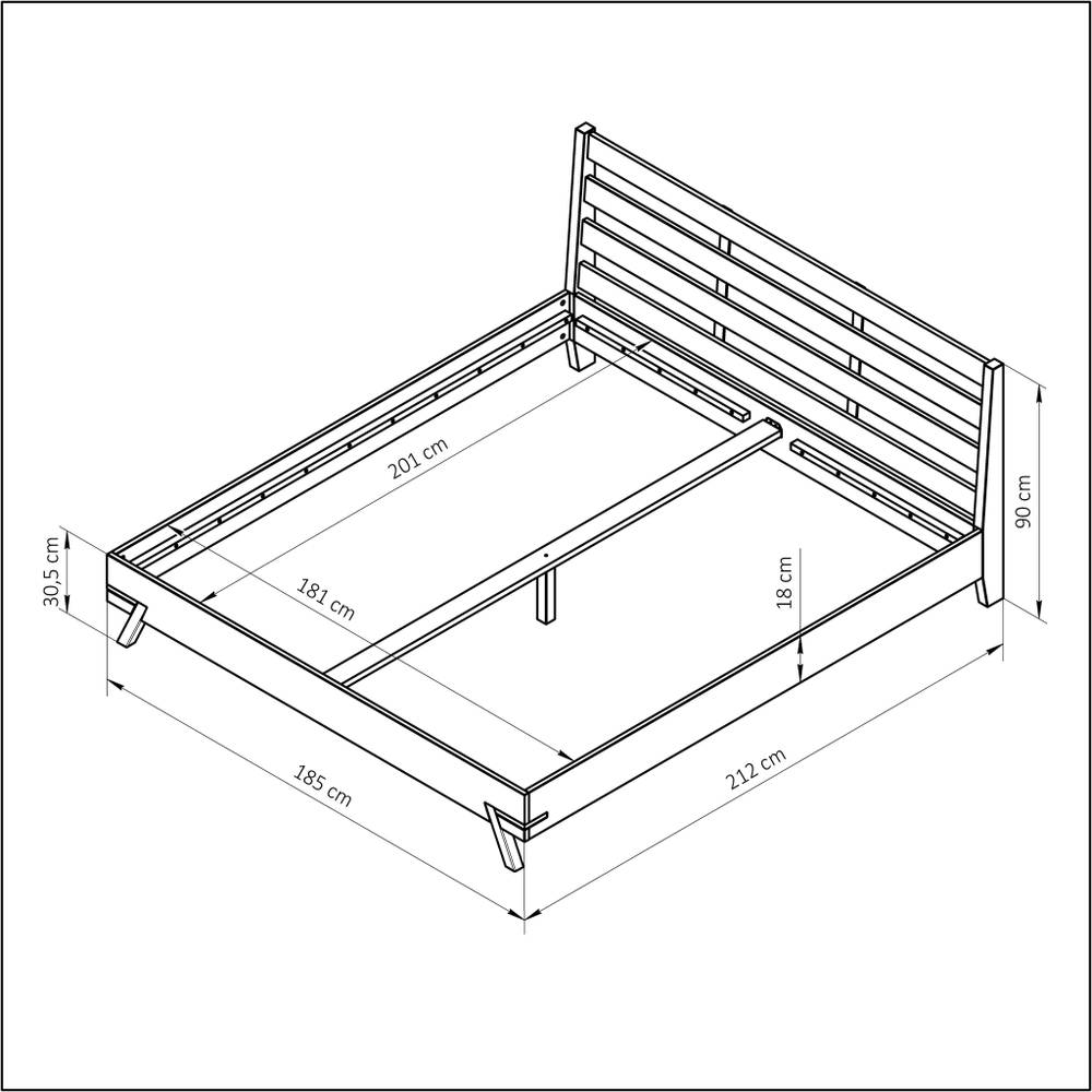 Кровать 160х200 Флеверс, двуспальная, деревянная, на ножках в стиле лофт, из дуба