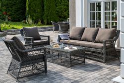 "Гранд Латте" лаунж-зона из искусственного ротанга, цвет графит