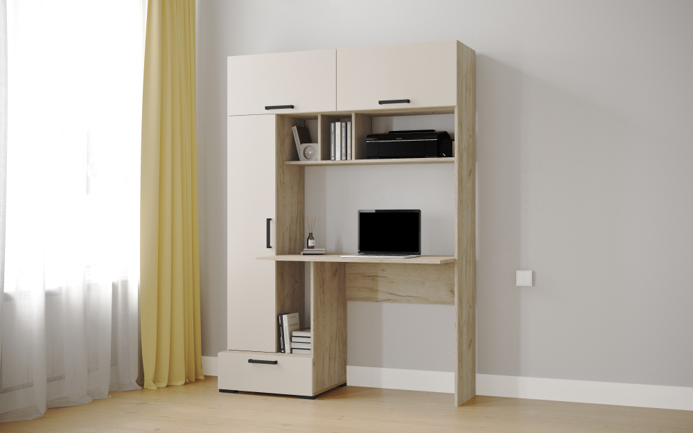 Компьютерный стол Квартет-11, Дуб крафт серый, кашемир