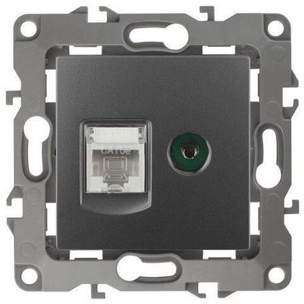 Розетка компьютерная + телевизионная Эра12 12-3110-12 RJ45 + TV IP20 графит Эра Б0027447