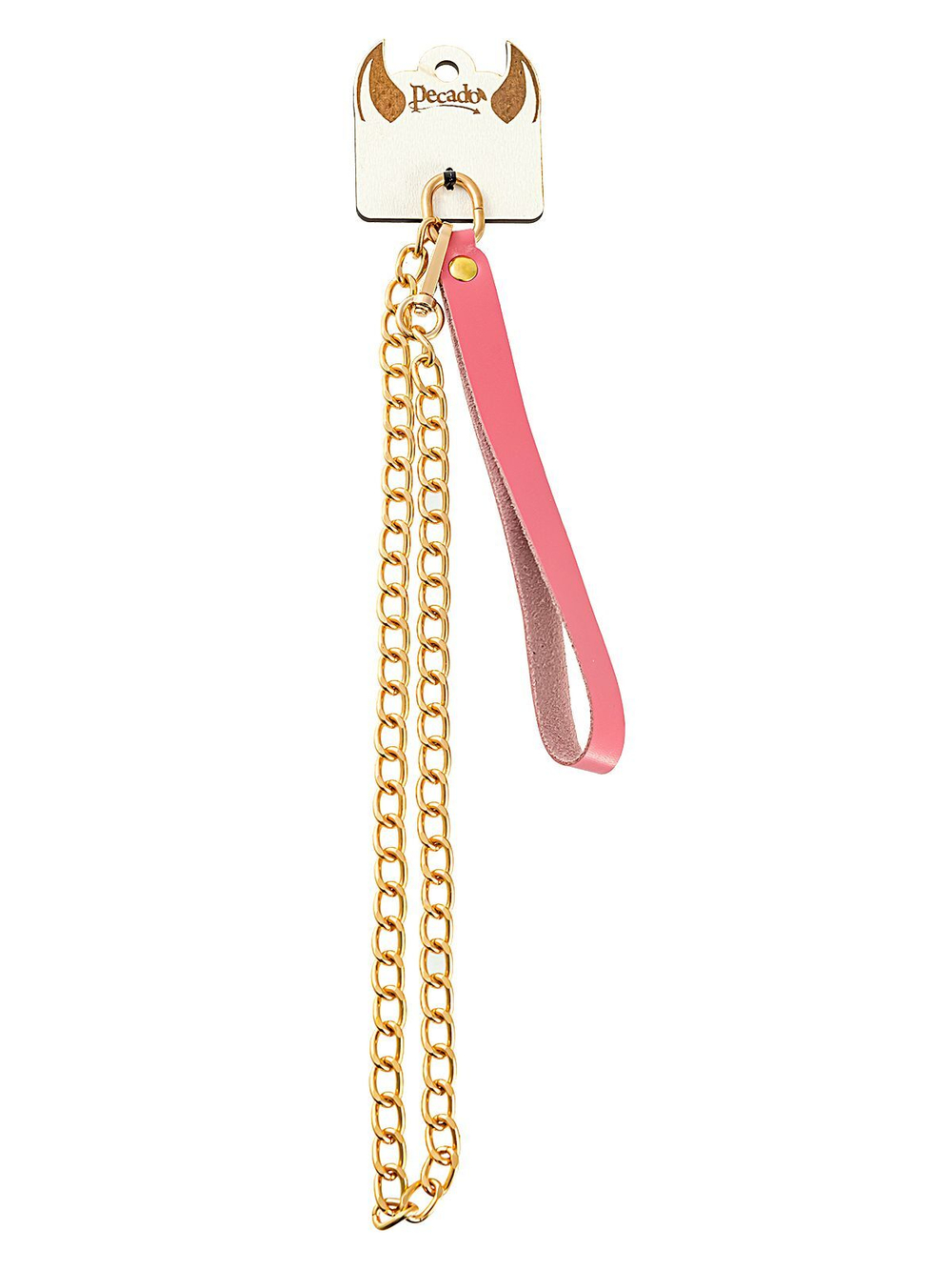 Розовый кожаный поводок с карабином для ошейника - 80 см. (Цвет: розовый)