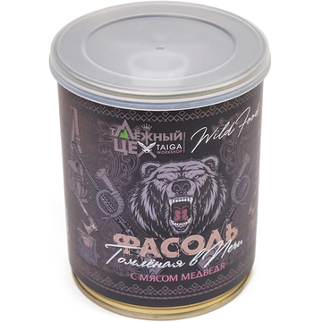 Фасоль томленая в печи с мясом медведя 338г.