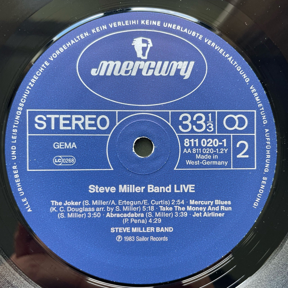 Винтажная виниловая пластинка LP Steve Miller Band Live (Германия 1983)