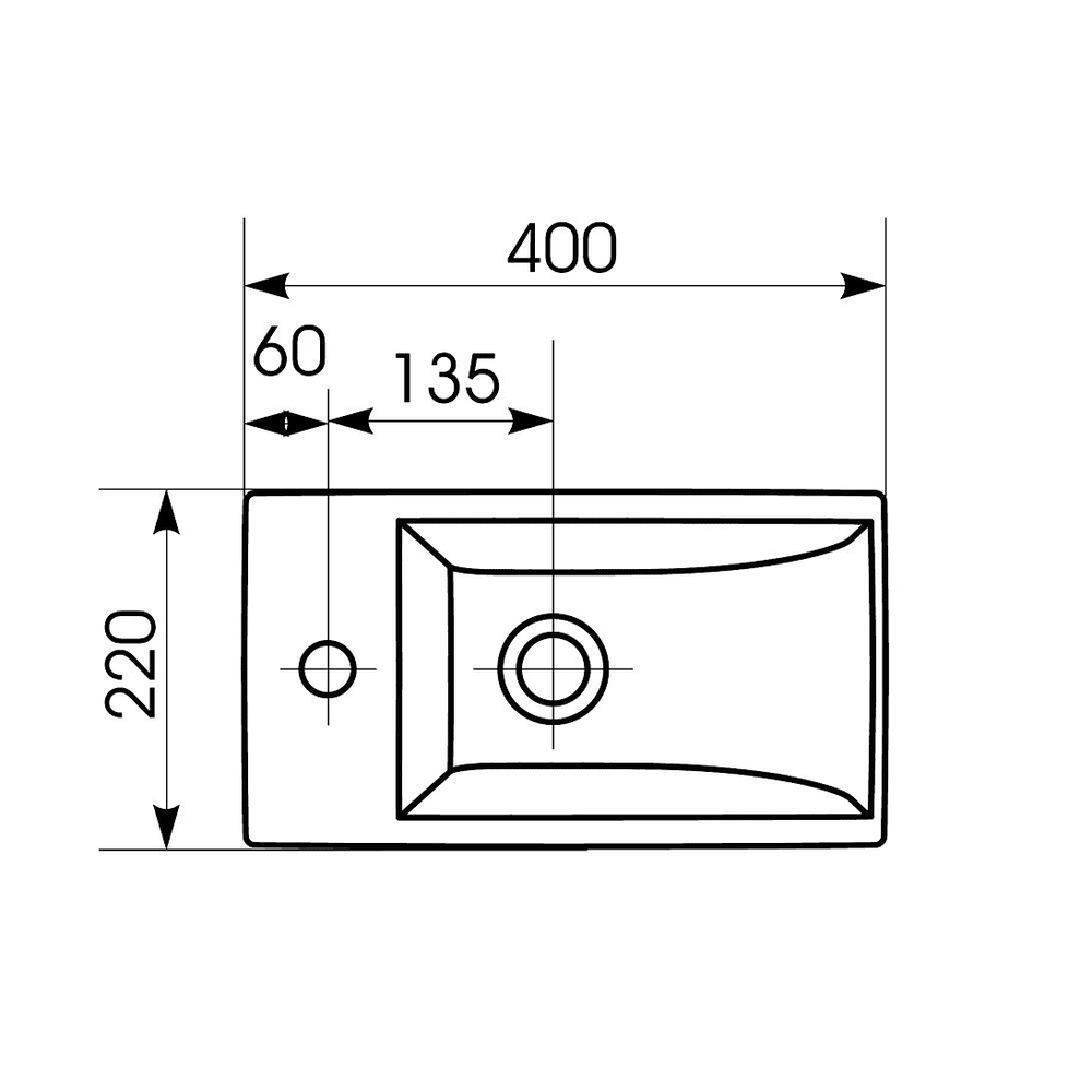 Раковина мебельная COMO 40 1 отв.