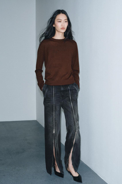 ZARA СВИТЕР ИЗ 100% ЭКСТРАМЯГКОЙ ШЕРСТИ, КОРИЧНЕВЫЙ