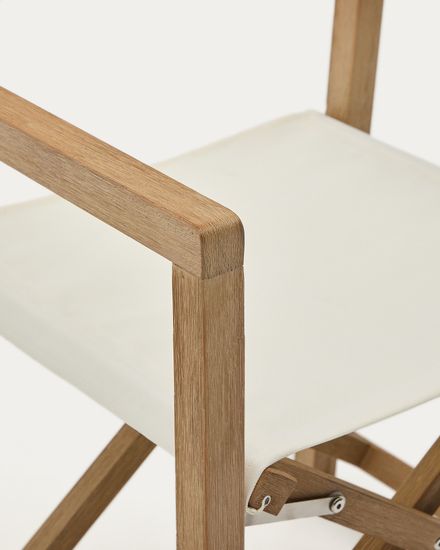 Складной стул Vilara для улицы из акации и ткани белого цвета