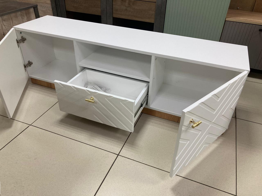 ТВ тумба фант 2 белый экспо/дуб золотистый