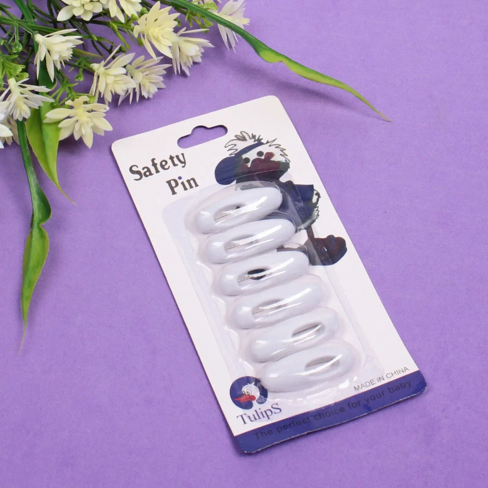 Булавки безопасные 6шт «Favorite Hous», цвет белый, 4*1.5см