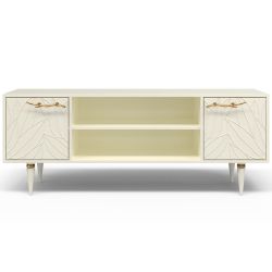 Тумба под ТВ Арт Колор leaves 155см Классик Голд Кремовый белый