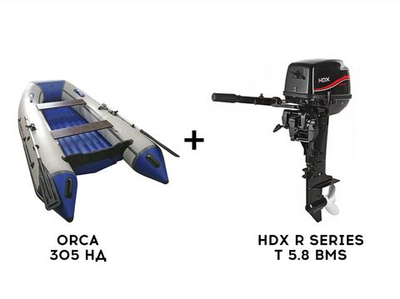 Лодка ПВХ ORCA 305 НД + 2х-тактный лодочный мотор HDX R SERIES T 5.8 BMS