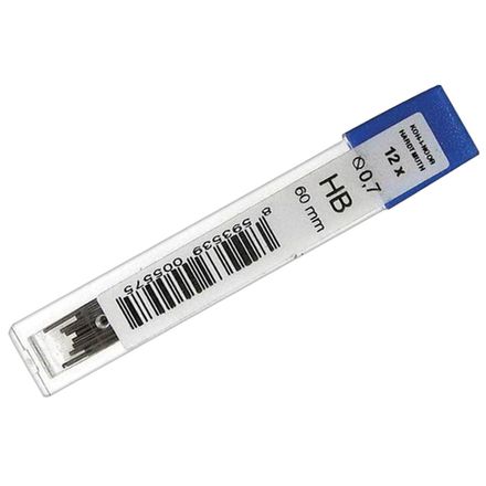 Грифели для механических карандашей, Koh-i-noor, 0.7мм, HB, 12шт упак.
