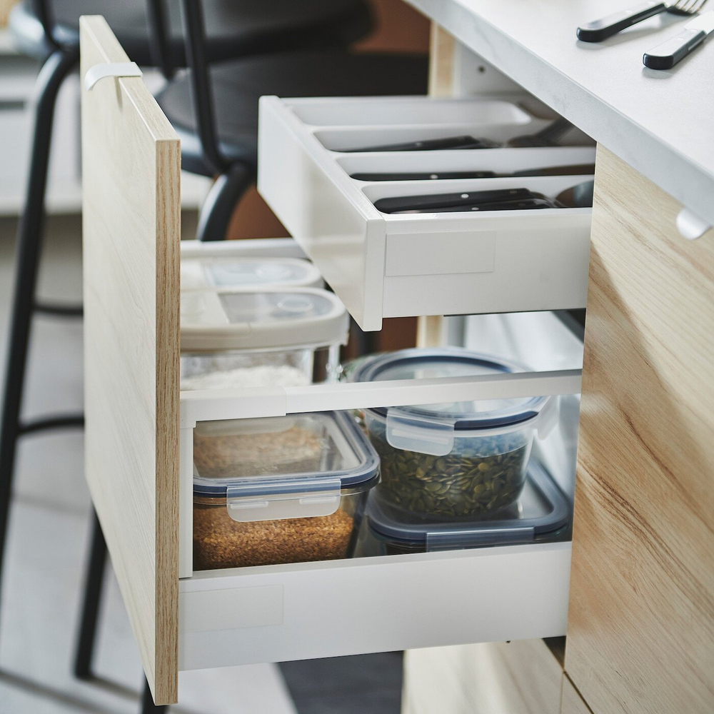 IKEA 365+ Контейнер/кастрюля для сухих продуктов, прозрачный/белый, 1,3 л