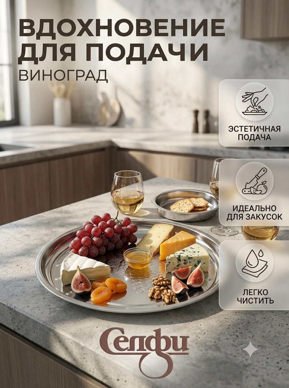 Поднос металлический 28 см круглый