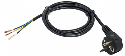 Шнур сетевой с вилкой, черный ПВС 3*1,5 3 метра