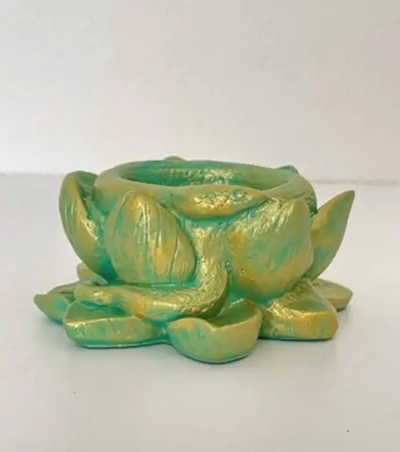 Подсвечник из гипса 12*5см «Змея в лотосе» (зеленый)