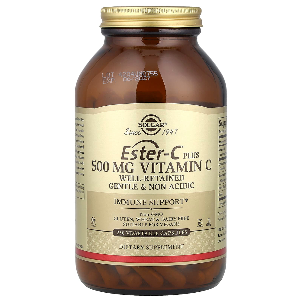 Solgar, Ester-C®, добавка с витамином C, 500 мг, 250 растительных капсул