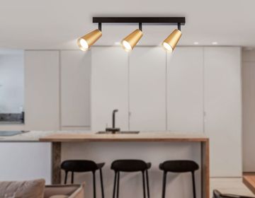 Накладной поворотный спот со сменной лампой 3*GU10 TA13151/3 BK/GD черный/золото Techno Spot Move Ambrella