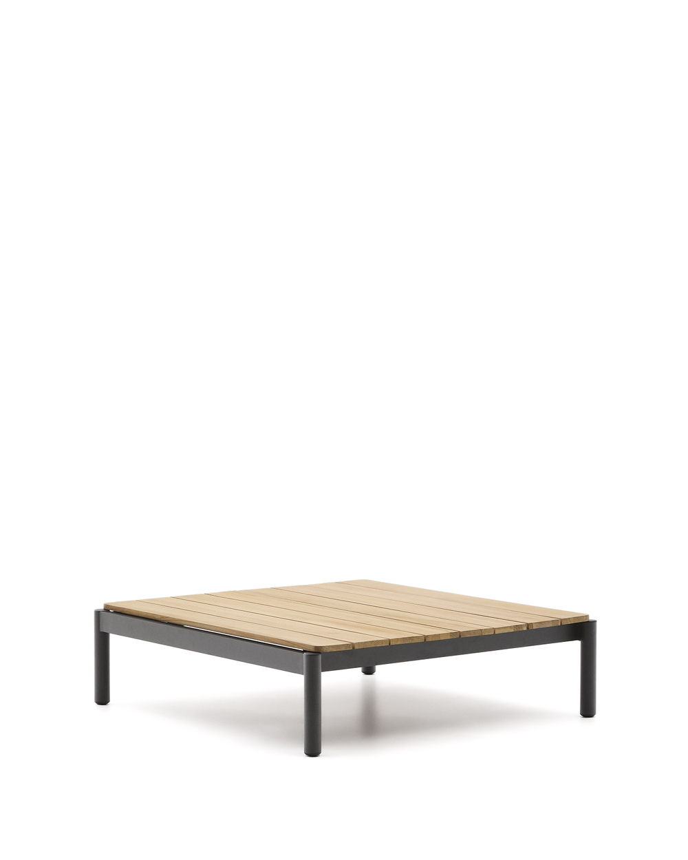 Журнальный столик Sorells из серого алюминия и тикового дерева 89 x 91 см