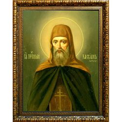 Кассиан Печерский, преподобный затворник. Икона на холсте.