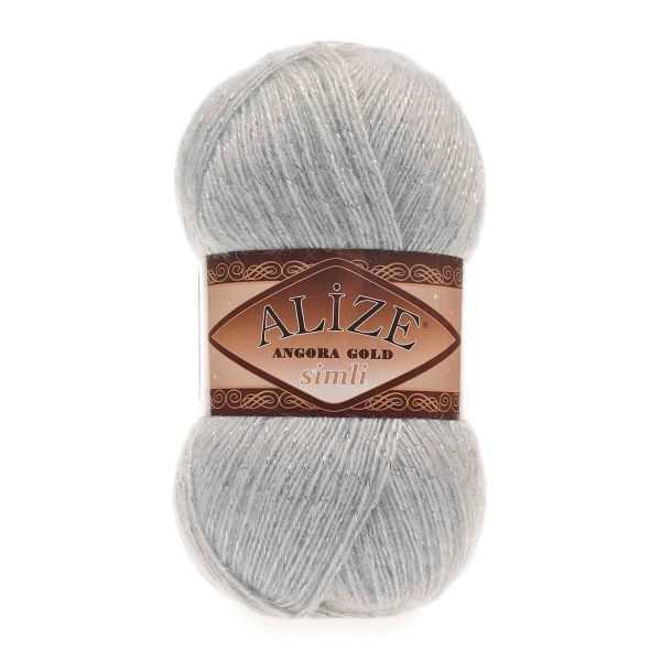 Пряжа Alize (Ализе) Angora Gold Simli / уп.5 мот. по 100 г, 500м, 021 светло-серый A