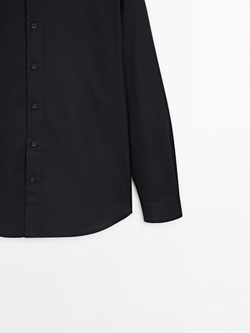 Massimo Dutti Рубашка из 100% хлопкового твила, темно-синий
