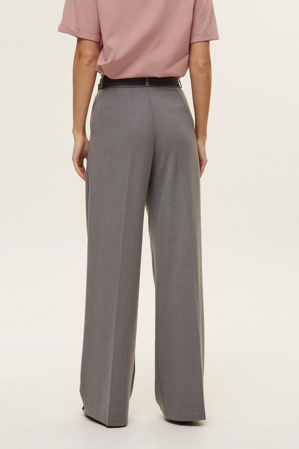 Брюки палаццо на молнии из серой шерсти