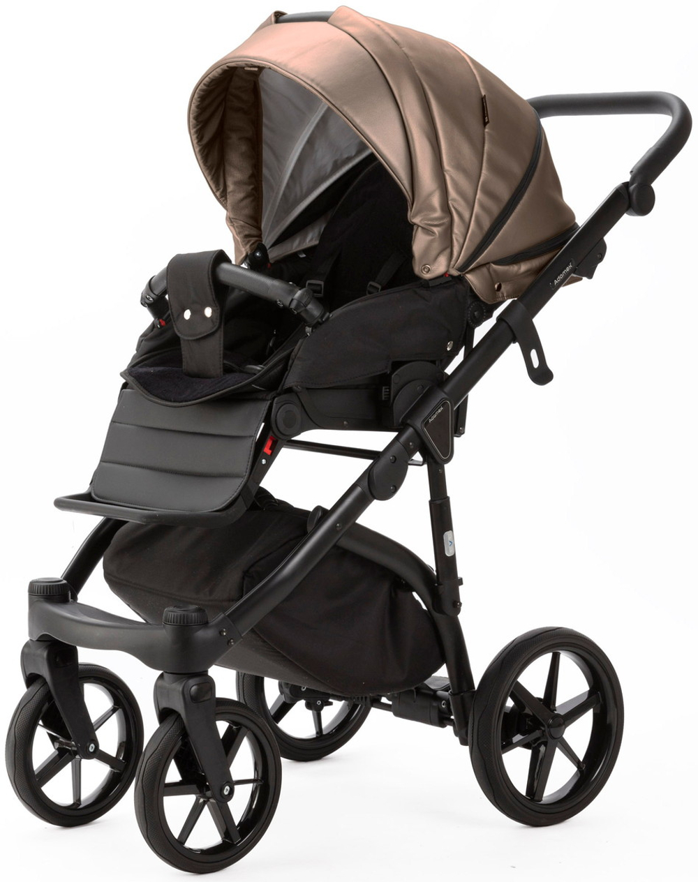 Детская коляска Adamex Nola Deluxe 3 в 1 N-SD11 (ТЕМНО-БЕЖЕВЫЙ ПЕРЛ+ЧЕРНАЯ КОЖА)