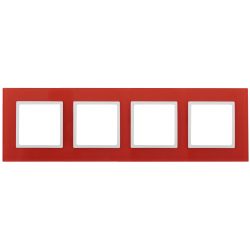 14-5104-23 ЭРА Рамка на 4 поста, стекло, Эра Elegance, красный+бел