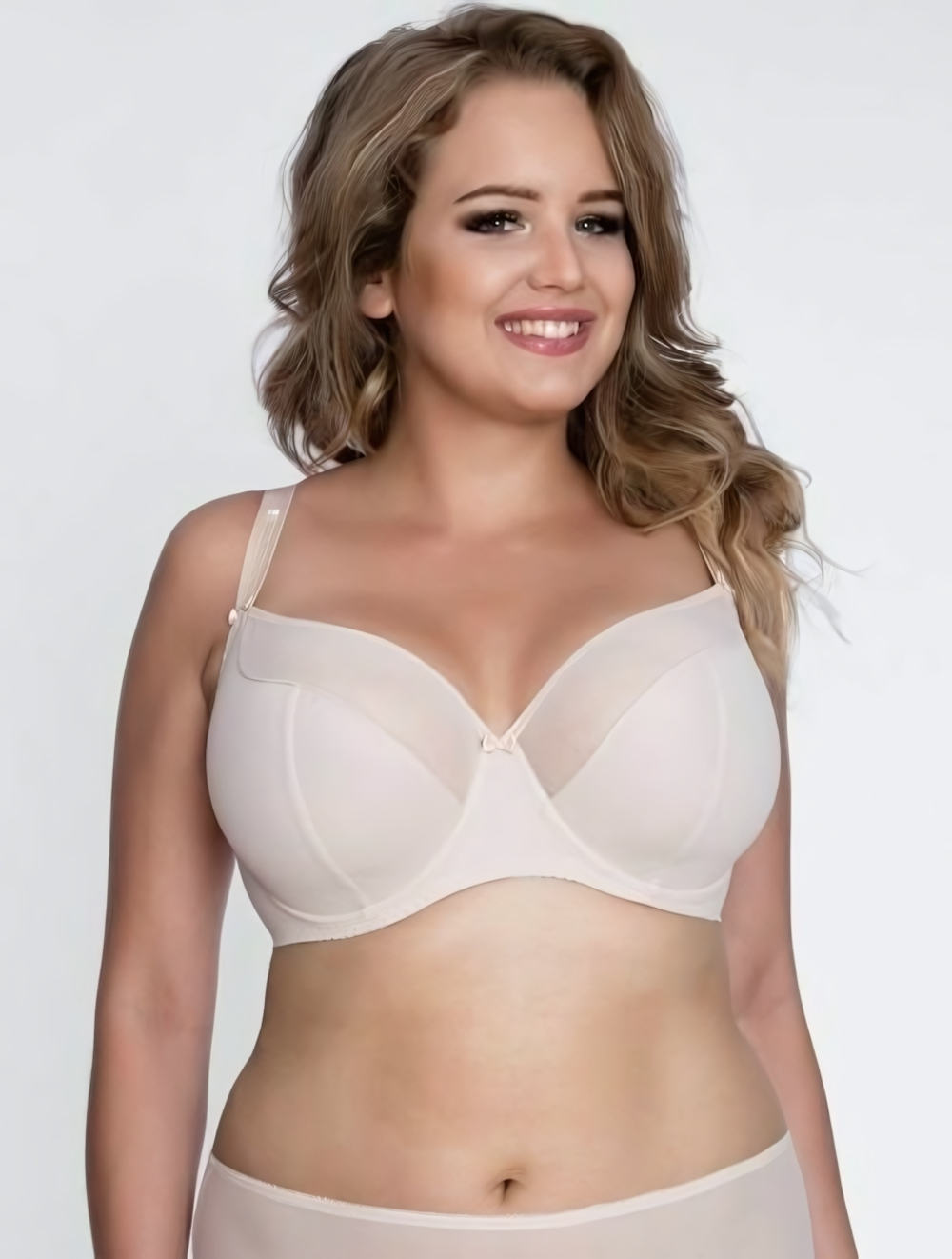 Однотонный бюстгальтер на косточках с мягкой чашкой plus size (Размер: 65M) (Цвет: телесный)
