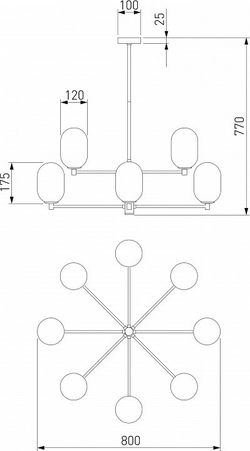Люстра на штанге Eurosvet Loona 60161/8 латунь