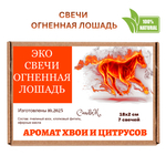 Свечи новогодние, Огненная лошадь, 18х2 см, 7 шт, восковые, хвоя и цитрусы