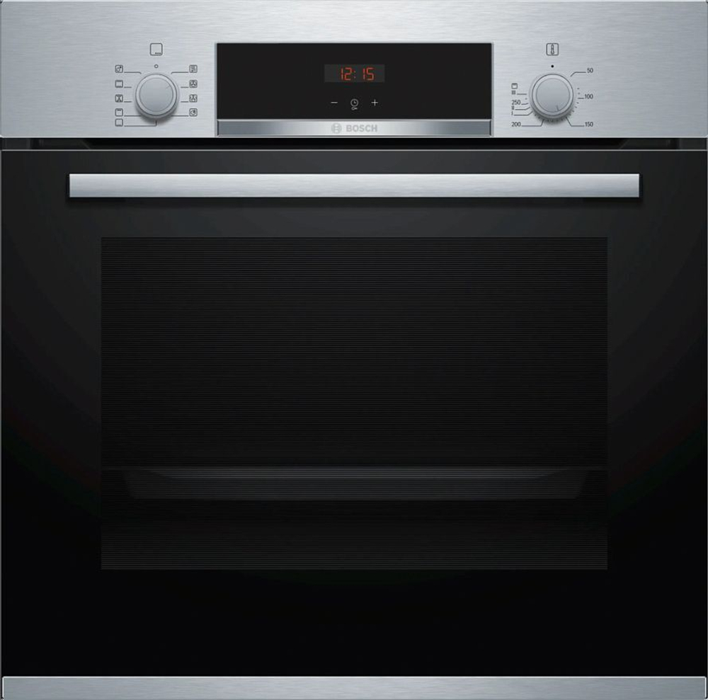 Электрический духовой шкаф Bosch HBF534ES0Q, гриль, конвекция, самоочистка EcoClean, нержавеющая сталь/черный