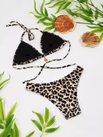 купальник раздельный леопардовый с накидкой парео 4 в 1