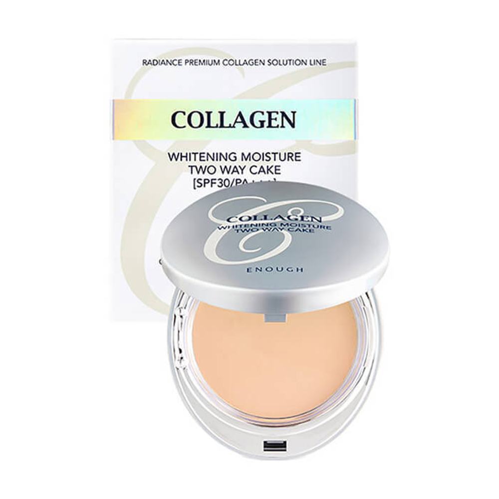 Пудра с коллагеном отбеливающая ENOUGH Collagen Whetining Moisture Two Way Cake 3 in 1 тон 13