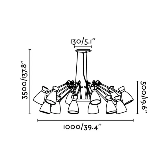 Подвесной светильник Retro 12 плафонов, медный