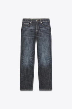 ZARA ПРЯМЫЕ ДЖИНСЫ TRF С НИЗКОЙ ПОСАДКОЙ, МОРСКОЙ СИНИЙ
