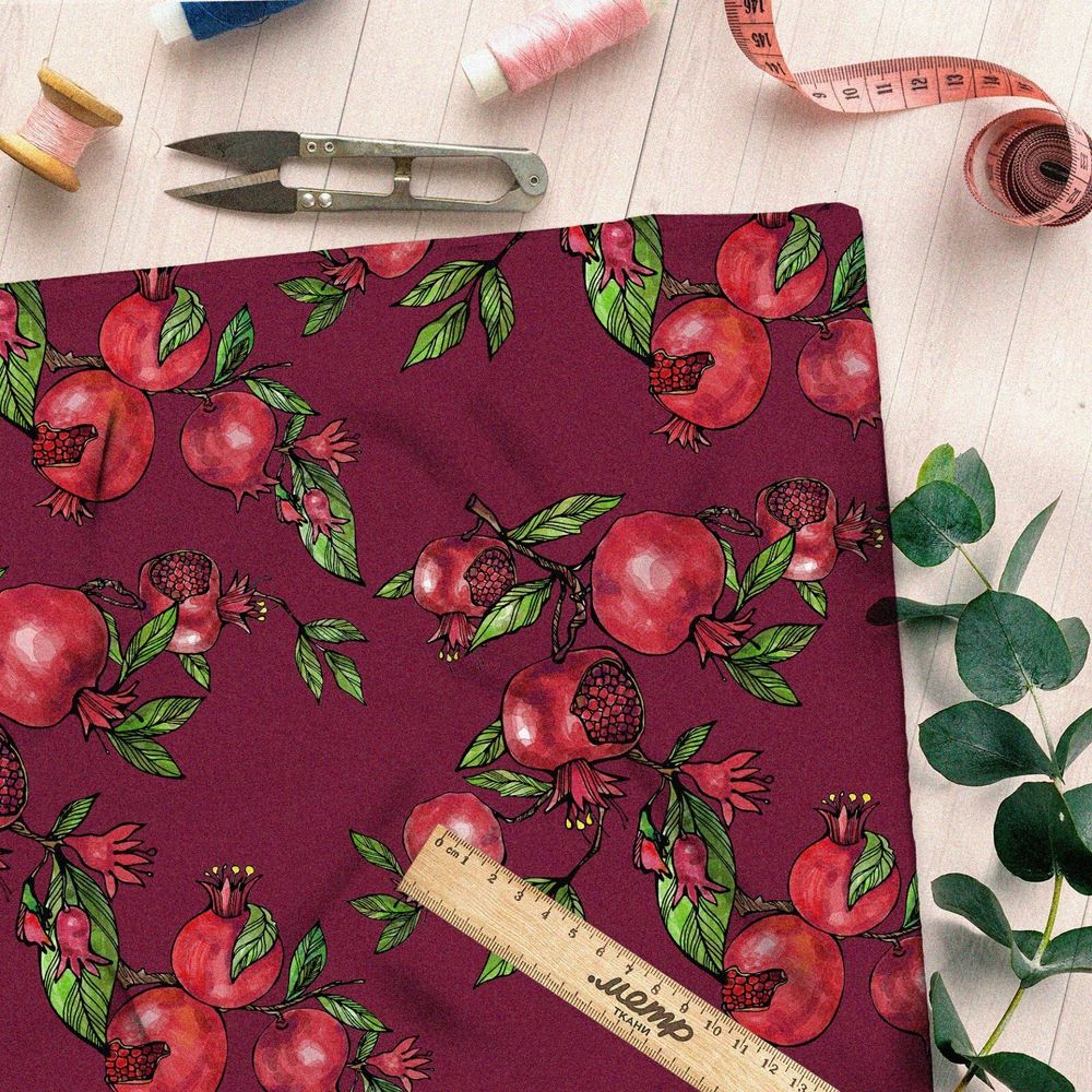 Ткань атлас спелые гранаты