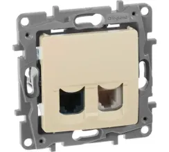 Розетка RJ45+RJ11 Legrand Etika слоновая кость 25695