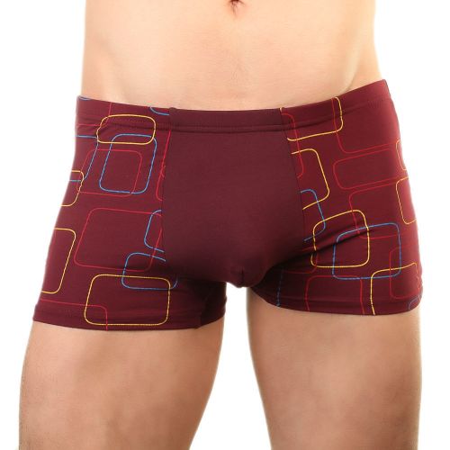 Мужские трусы боксеры бордовые с принтом в виде ромбов Romeo Rossi 29488