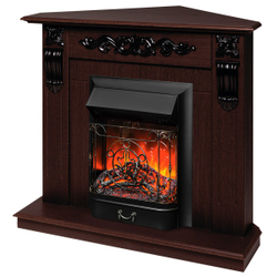 Электрокамин RealFlame Dominica Corner DN орех с очагом Majestic Lux Black