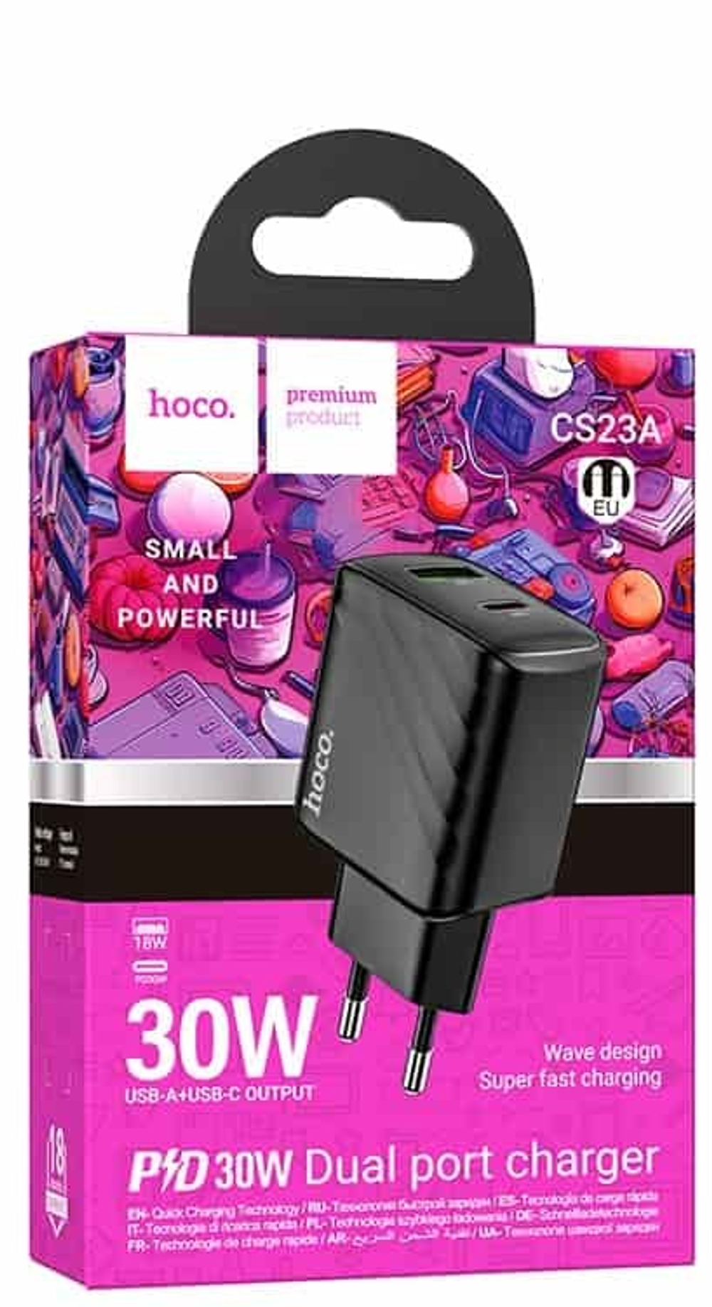 Сетевой адаптер питания HOCO CS23A PD 30W + QC 3.0 (черный)