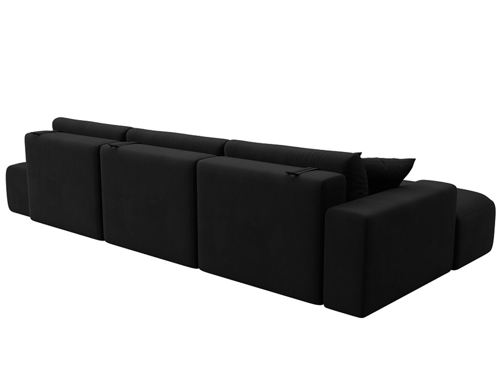 Диван угловой Лига-036 НПБ Модерн Лонг левый угол МИКРОВЕЛЬВЕТ Черный