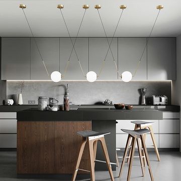 Стеклянный дизайнерский светильник-подвес с двумя потолочными креплениями CHARM