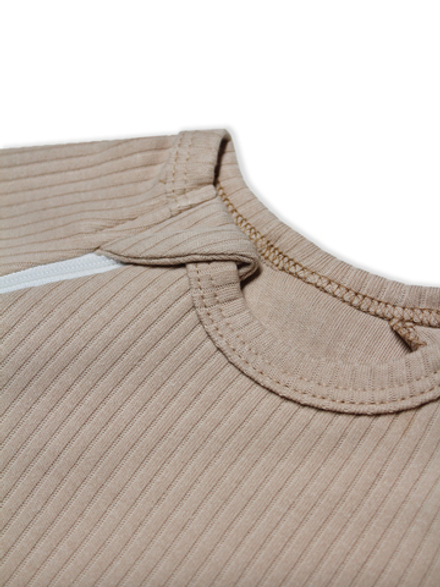 Боди на молнии с длинным рукавом Рубчик Светлый кофе RinaAmari