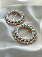 Пряжка жемчуг золото 25 мм. круглая