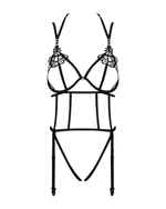 Изящное открытое боди Badossa с кружевными элементами (Размер: S-M) (Цвет: черный)