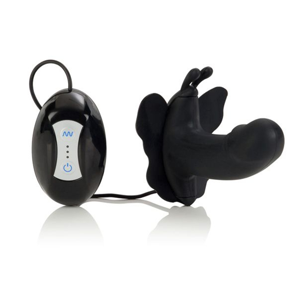 Силиконовый черный вибратор-бабочка LOVE RIDER (Цвет: черный)