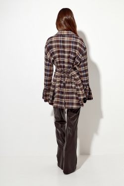 Рубашка из фланели со шнуровкой цвета горький шоколад