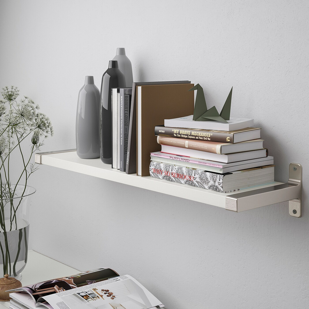 Настенная полка IKEA BERGSHULT / GRANHULT, Белый / никель, 80х20 см