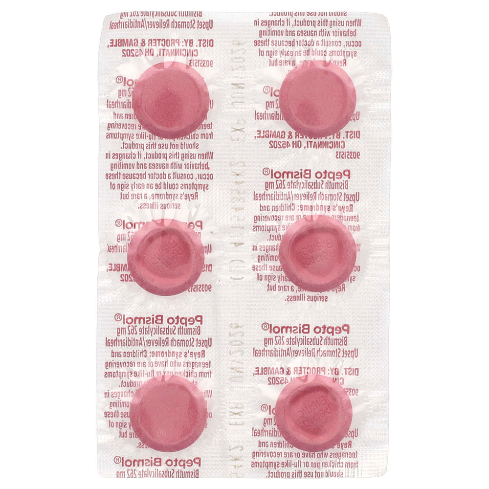 Pepto Bismol, Chewables, вишня, 30 жевательных таблеток (131 мг в 1 таблетке)
